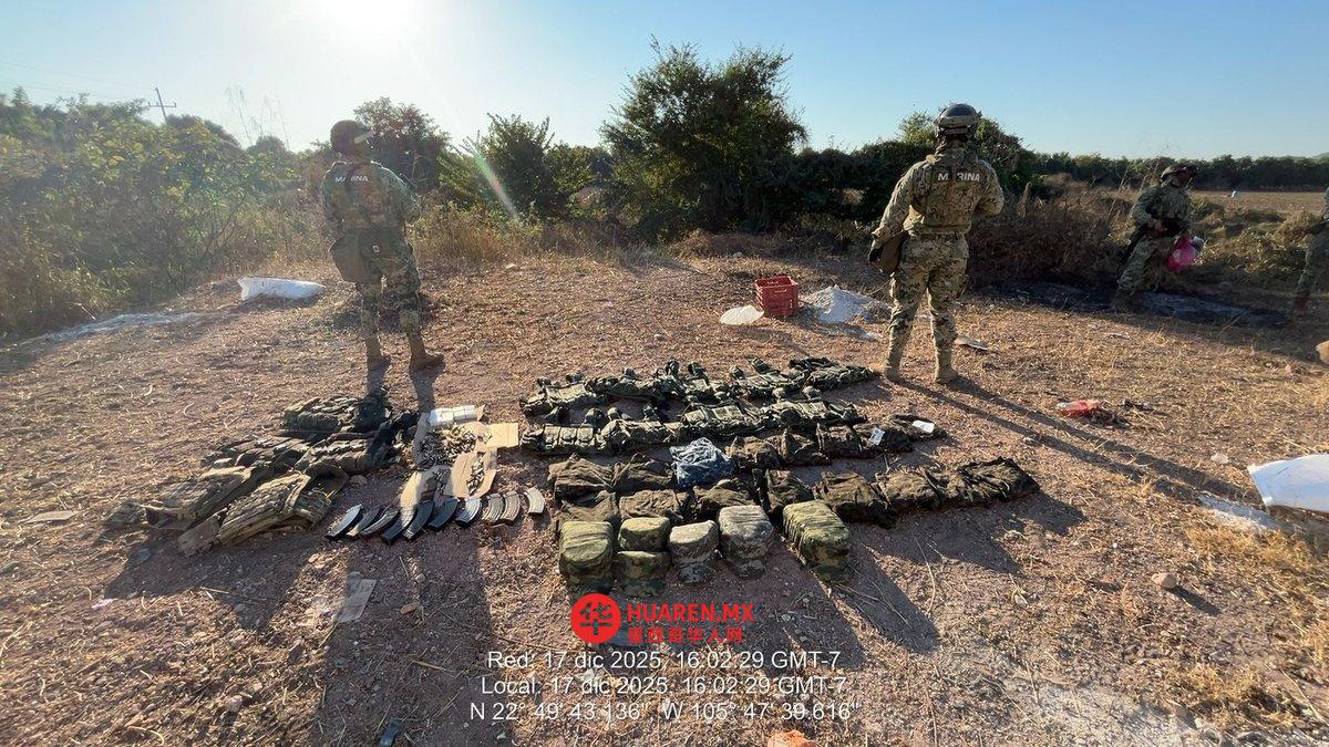 在锡那罗亚州埃斯库伊纳帕拆毁犯罪营地并销毁爆炸物
