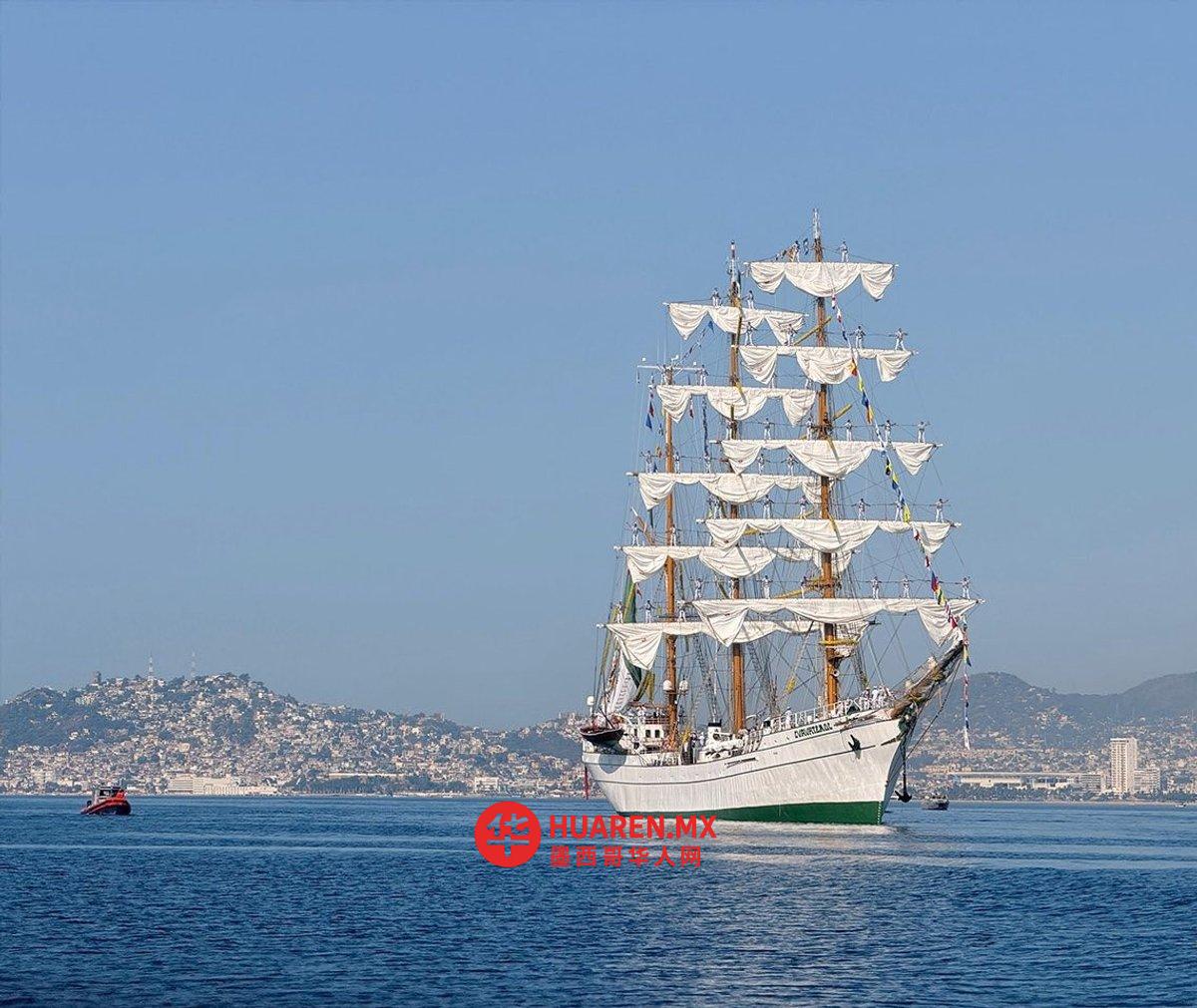 ‘Cuauhtémoc’号训练舰在八个月的航行后返回阿卡普尔科