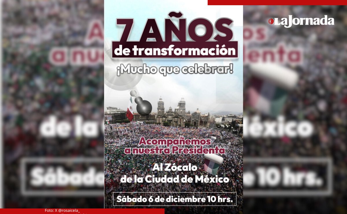 邀请Rosa Icela Rodríguez参加纪念‘Zócalo广场变革7周年’的集会