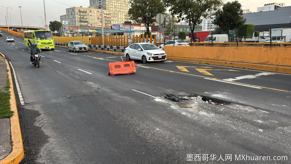 内环路大坑致摩托车手受伤